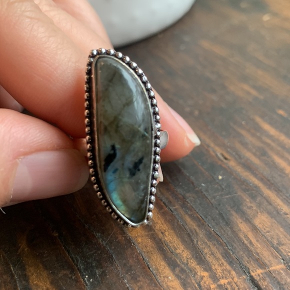 ✨NWT✨Large Labradorite Gemstone Sterling Silver Fashion Ring - Picture 4 of 7
